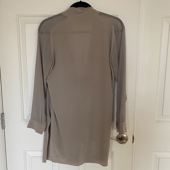 All Saints Gray Lucas Shirt Dress Silk Long Sleeve Mini - Picture 5 of 5